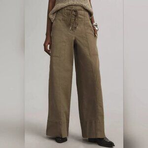 Anthropologie Maeve Utility Wide Leg Trousers Pants Green M
